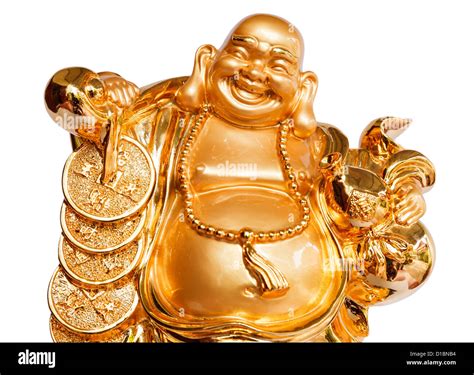 Smiling Buddha - Chinese God of Happiness, Wealth and Lucky Isolated on white background Stock ...