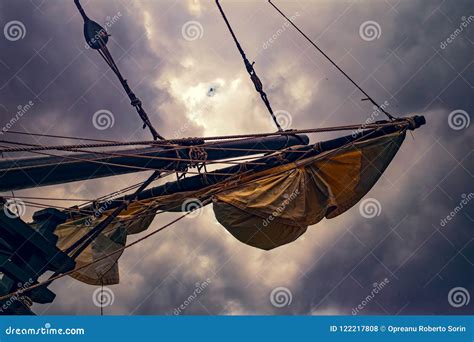 Sails on an Old Sailing Ship Stock Photo - Image of coast, sailing ...