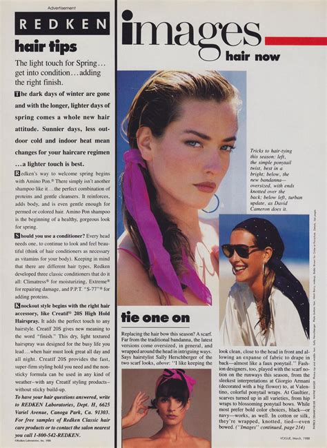 Tatjana Patitz - VOGUE 1988 | Tatjana patitz, Redken hair products, New hair