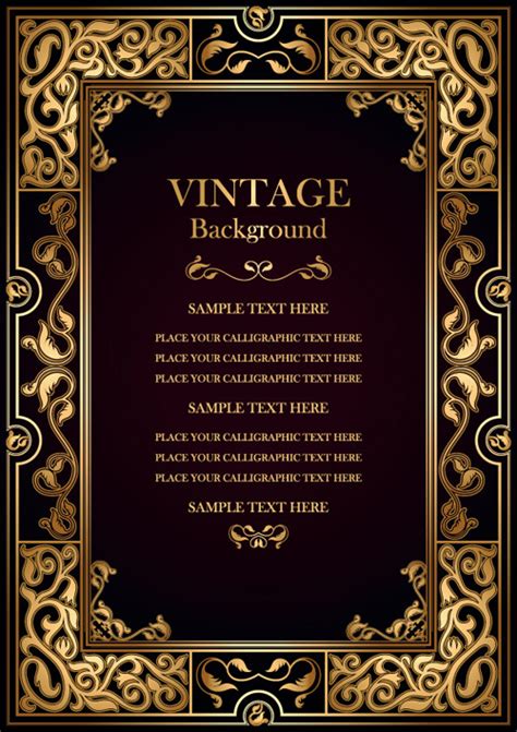 Set of Vintage frame background vector 03 free download