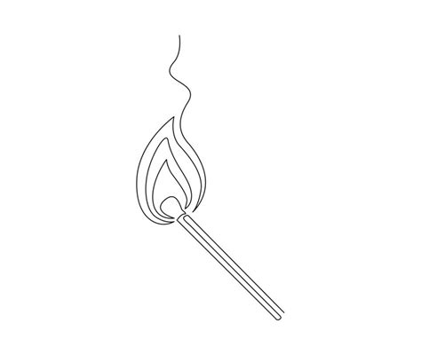 Premium Vector | Continuous one line drawing of burning match simple ...