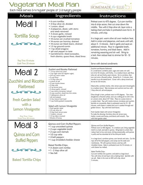 Printable Vegetarian Meal Plan - PrintableDietPlan.com