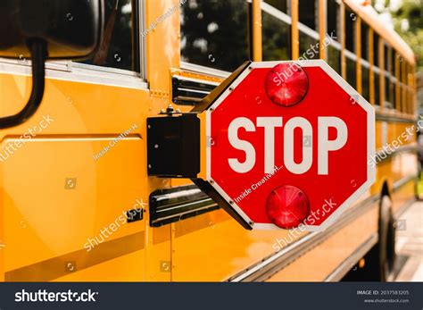 Yellow School Bus Stop Sign Be Stock Photo 2037583205 | Shutterstock