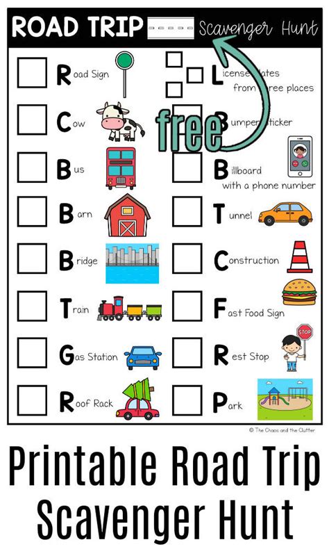 Car Ride Road Trip Scavenger Hunt Printable Taking A Road Trip With ...