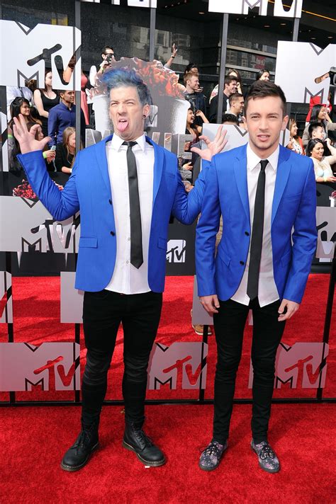 2014 MTV Movie Awards- Tyler Joseph and Josh Dun from twenty one pilots perform Car Radio Twenty ...