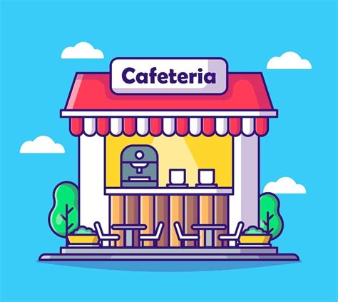 Premium Vector | Cafeteria cartoon building