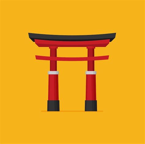 Premium Vector | Japanese torii gate national symbol traditional ...