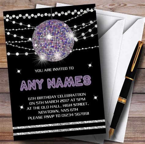 Lilac Disco Ball Invitations Childrens Birthday Party Invitations | eBay | Childrens birthday ...