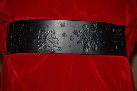 4 Black Leather Santa Belt with Snowflakes | Etsy