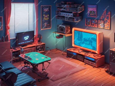 Premium Photo | A beautiful Gaming room cartoon