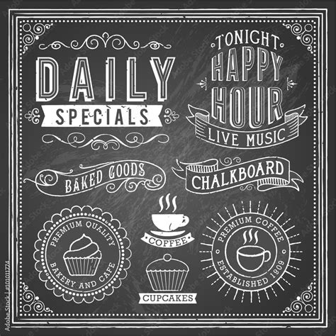 Vintage Chalkboard Ornaments Stock Vector | Adobe Stock