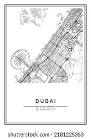 Black White Printable Dubai City Map Stock Vector (Royalty Free ...