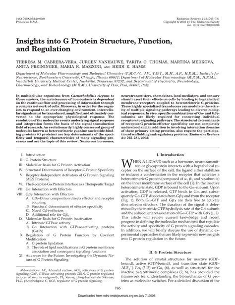 (PDF) Insights into G Protein Structure, Function, and Regulation