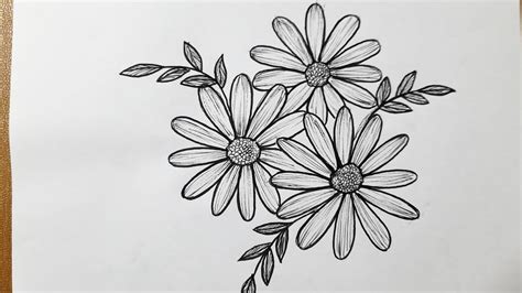 How to draw flower easy step by step tutorial for beginners - YouTube