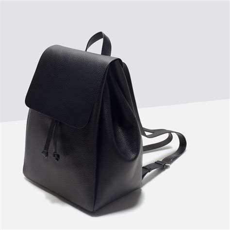 Zara Backpack With Foldover Flap in Black | Lyst