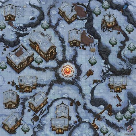 Winter Village Battle Map by Hassly | Dnd world map, Fantasy city map ...