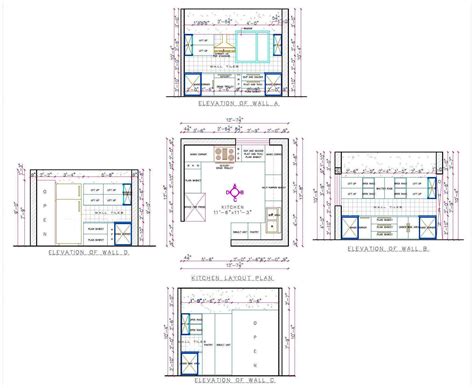 AutoCAD drawing of a Modular Kitchen designed in size (12'x12'). The ...