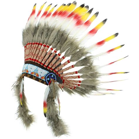 Indian Headdress Chief Feathers Bonnet Native American Gringo RED BLACK YELLOW | eBay