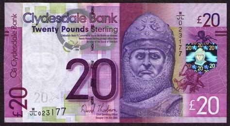 Clydesdale Bank 20 Pounds Sterling note 2009 Robert the Bruce|World ...