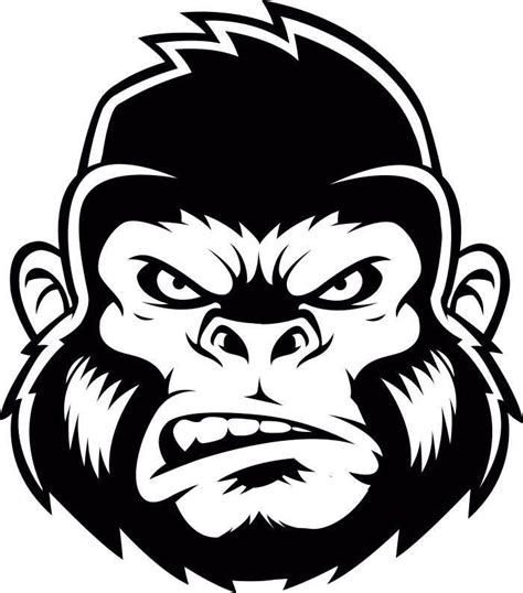 Gorilla 2 Ape Head Growling Kong Head Mean Monkey Mascot .SVG