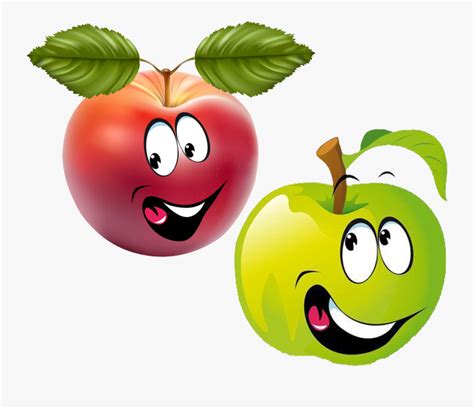 Fruit Cartoon Clip Art Smiling Apple Transprent Ⓒ - Fruits With Face ...