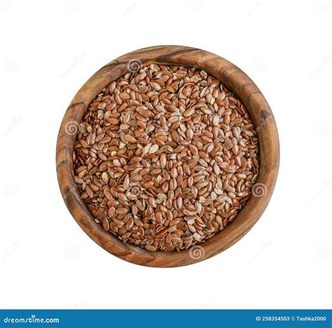 Flax seed in wooden bowl stock image. Image of acids - 258354503