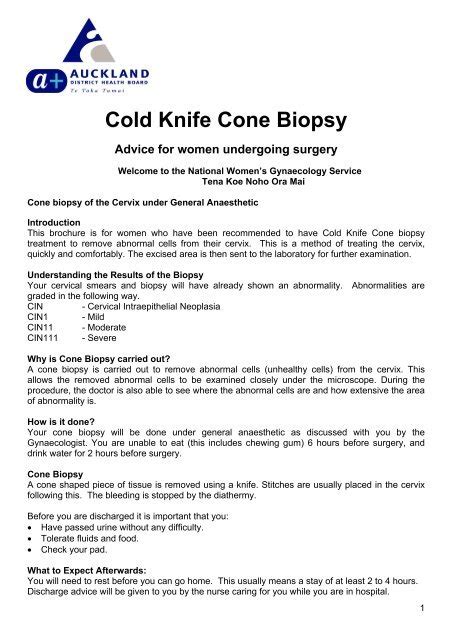 Cold Knife Cone Biopsy - National Women's Hospital