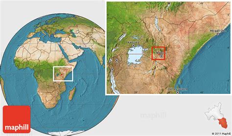 Satellite Location Map of NAIVASHA, within the entire country