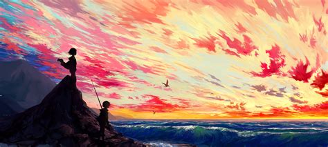 2037x919 Resolution Anime Painting Art 2037x919 Resolution Wallpaper ...