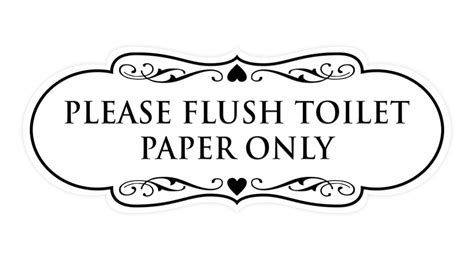 Designer Please Flush Toilet Paper Only Sign (White) - Large - Walmart.com