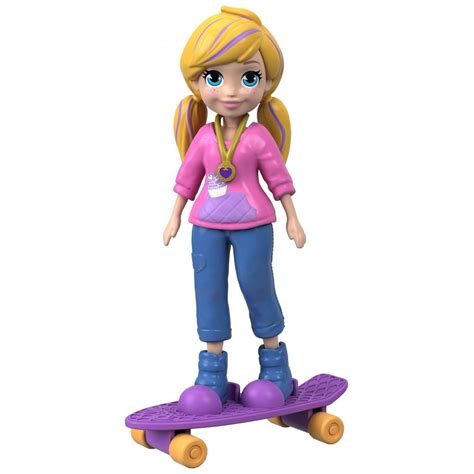 Polly Pocket Active Pose Skate Rockin' Polly Doll with Skateboard ...