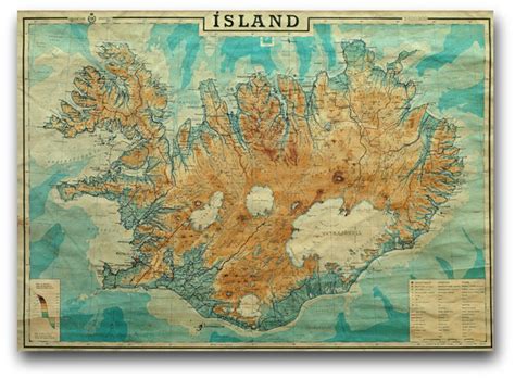 GEYSIR MAP OF ICELAND 1963 | Iceland map, Iceland, Vintage world maps