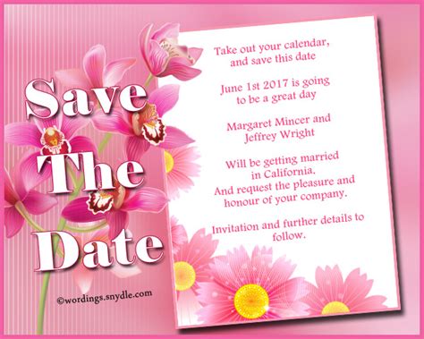 Save The Date Wording Samples – Wordings and Messages