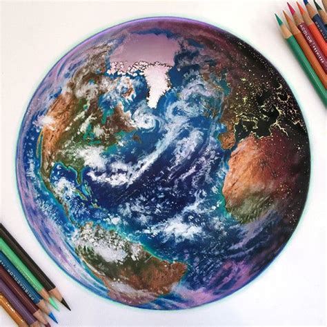 Earth Drawing | Earth drawing, Earth drawings, Realistic drawings