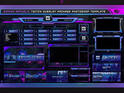 Gaming Republic Twitch Overlay Photoshop Template by mcgraphics on Dribbble