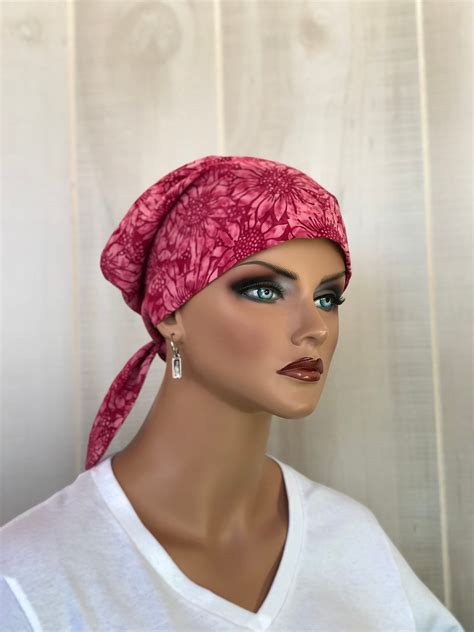 Head Scarf For Women With Hair Loss, Cancer Gifts, Chemo Headwear, Pink Sunflowers