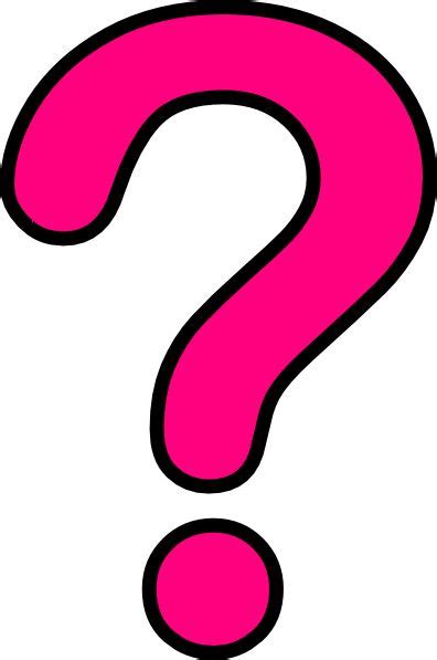 a pink question mark is shown in the middle of a white background with black outline