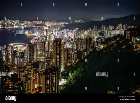 Hong Kong night view seen from Victoria Peak Stock Photo - Alamy