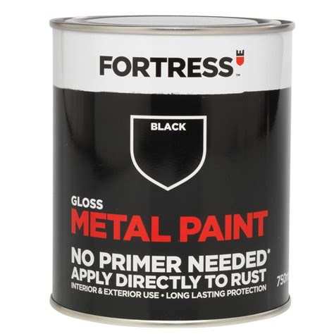 Fortress Black Gloss Metal paint, 0.75L | Departments | DIY at B&Q