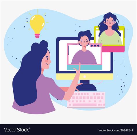 Education online teacher teaching students Vector Image