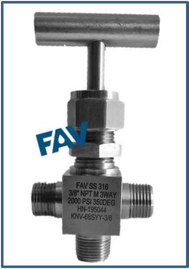 Needle Valve 3 Way Male - FAV Fittings and Valves