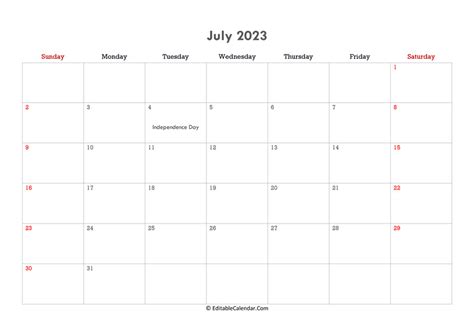 Editable Calendar July 2024 Printable - Terry Georgina