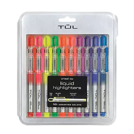 TUL Liquid Pocket Chisel Tip Highlighters 10 Colored Highlighters by Office Depot & OfficeMax