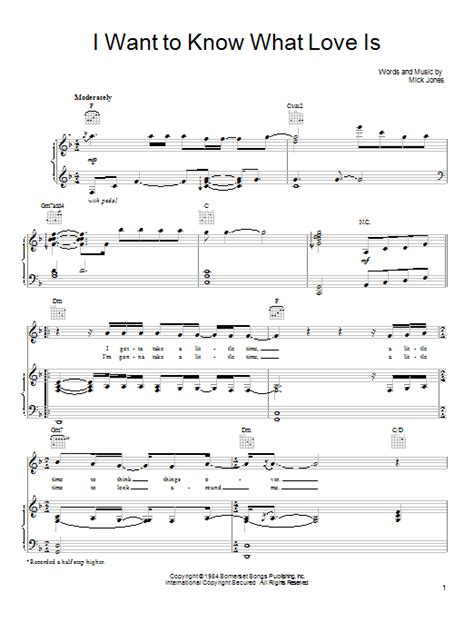 I Want To Know What Love Is | Sheet Music Direct