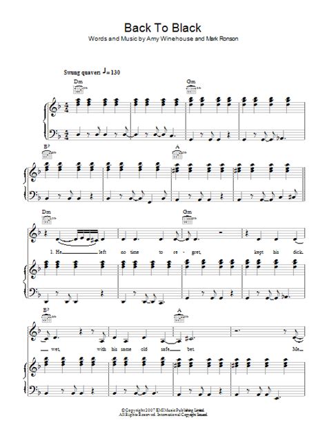 Back To Black | Sheet Music Direct