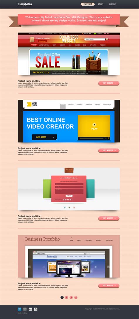 Wordpress portfolio PSD template - GraphicsFuel