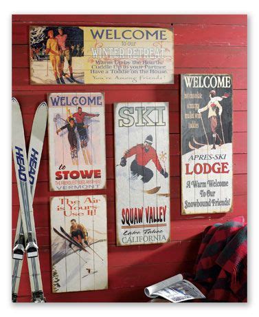 Ski decor, Ski chalet decor, Vintage ski decor