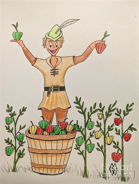 Peter Piper Picked Pickled Peppers Drawing by Matt Starr