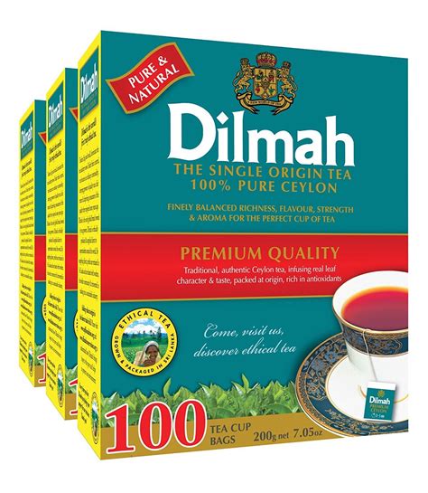 Buy Dilmah Premium 100% Pure Ceylon Tea, 100-Count Tea Bags (Pack of 3) x 2 (Total = 6 Packs ...