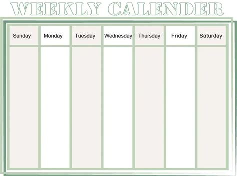 Printable Seven Days Weekly Calendars